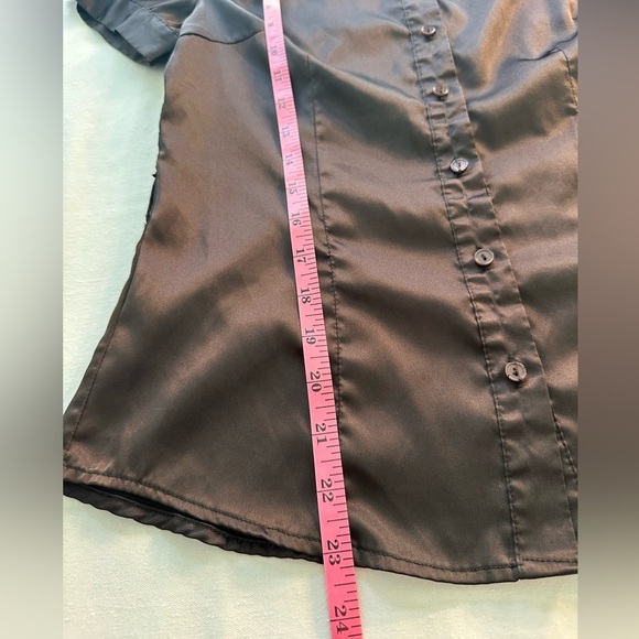 A Byer Vintage Brown Silky Fitted Blouse Size XS/S Whimsigoth Preppy Fairy Y2K - Picture 8 of 11